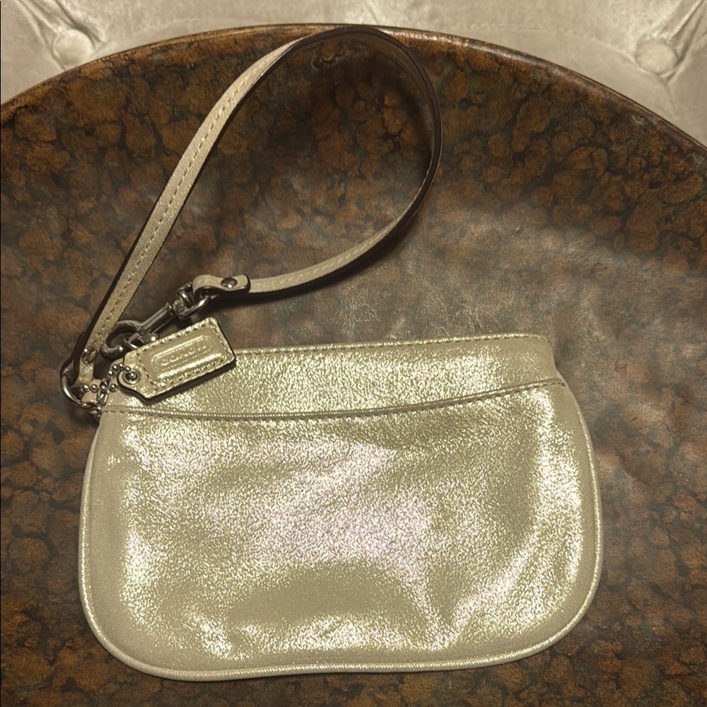 Coach gold Metallic Wristlet Clutch